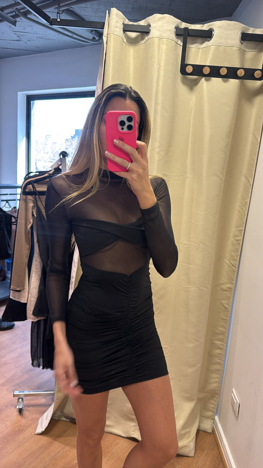 VESTIDO CORTO TRANSPARENCIAS