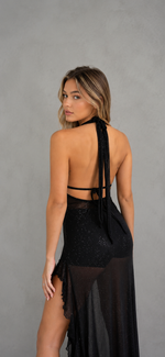 VESTIDO TUL NEGRO BRILLOS
