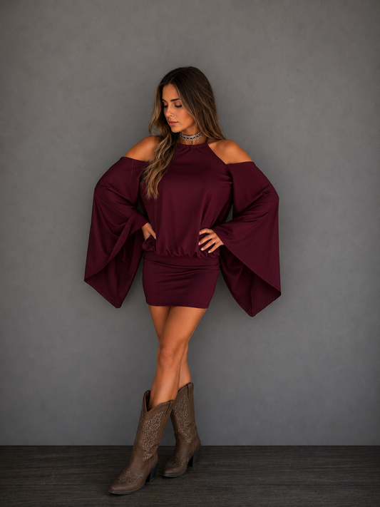 VESTIDO MELI BURDEO