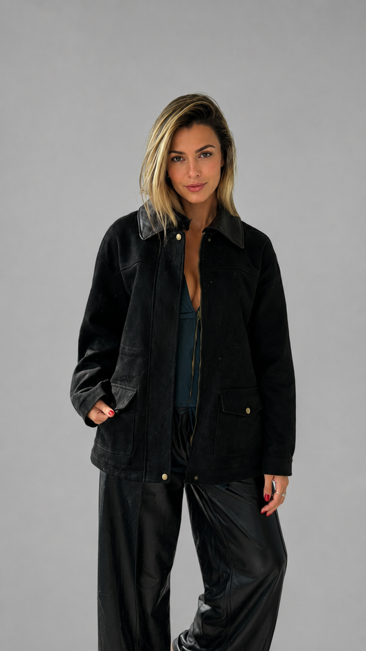CHAQUETA GAMUZA NEGRA