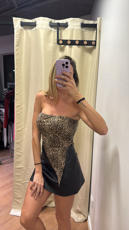 TOP STRAPLESS ANIMAL PRINT