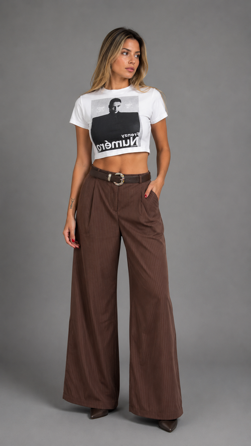 PANTALONES GAMUZA LÍNEAS CAFE